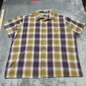 VTG 90s Pierre Cardin Plaid Ombre Short Sleeve Button Shirt Mens Size XL Western
